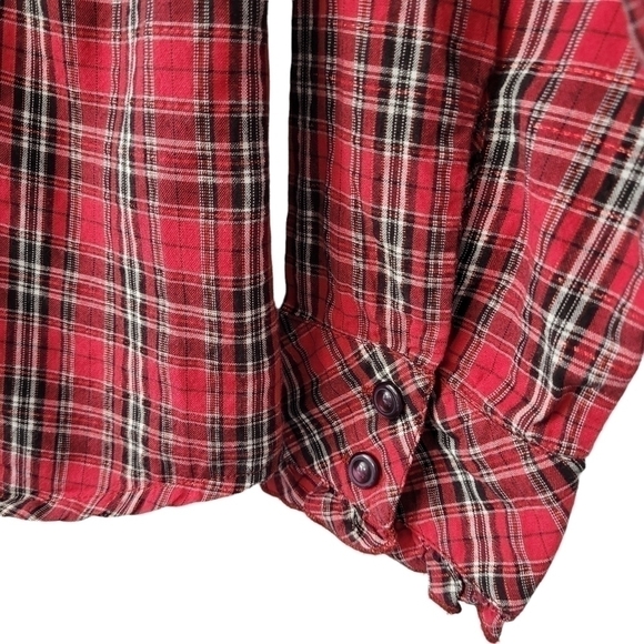 Vintage 80s Northern Reflections Ruffled Red Plaid Long Sleeve Shirt Size M - Picture 4 of 9